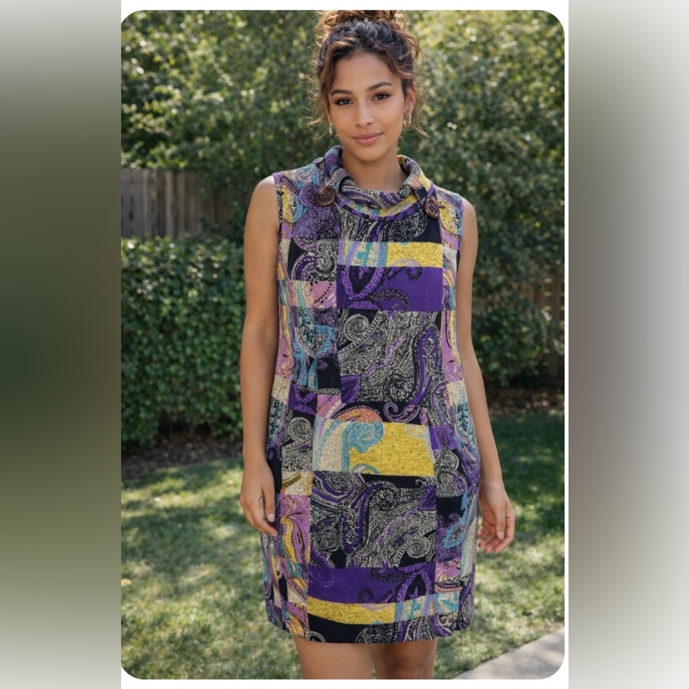 Papillon cute abstract colourful knit dress size XL